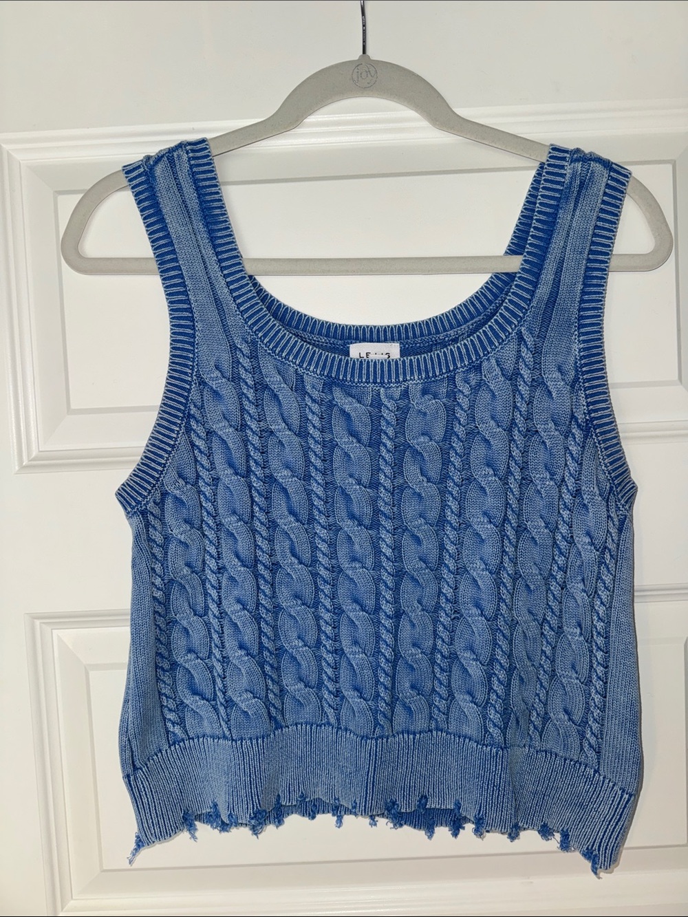 Le Lis Blue Cable Knit Cropped Tank Top